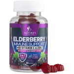 Immune Support Gummies - Sambucus Elderberry Gummy with Elder Berry Extract, Zinc & Vitamin C, Natural Vegan Immune Support Supplement for Adults & Children, Gummy Elderberry Vitamins - 60 Gummies