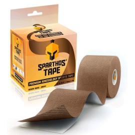 Sparthos Kinesiology Tape - Incredible Support for Athletic Sports and Recovery - Free Kinesio Taping Guide! - Rocktape Breast Waterproof Rock Boob Bra Gold Lift Tapes - Uncut (Desert Beige- Brown)
