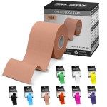 SB SOX Original Cotton Kinesiology Tape Roll - Best Latex Free Athletic Tape for Muscles/Joints - Waterproof, Stretchy, and Gentle on Skin (16ft) (Nude)