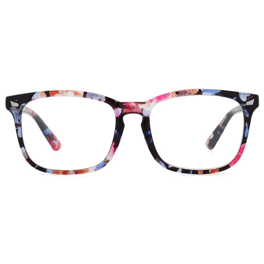 MEETSUN Blue Light Blocking Glasses women men, Anti Eye Strain Headache (Sleep Better),Computer Glasses UV400 Lens (T1 Flower-Transparent Lens)