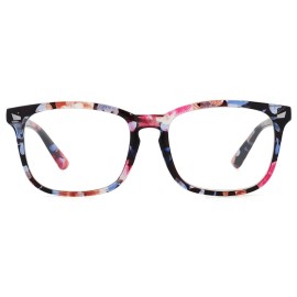 MEETSUN Blue Light Blocking Glasses women men, Anti Eye Strain Headache (Sleep Better),Computer Glasses UV400 Lens (T1 Flower-Transparent Lens)