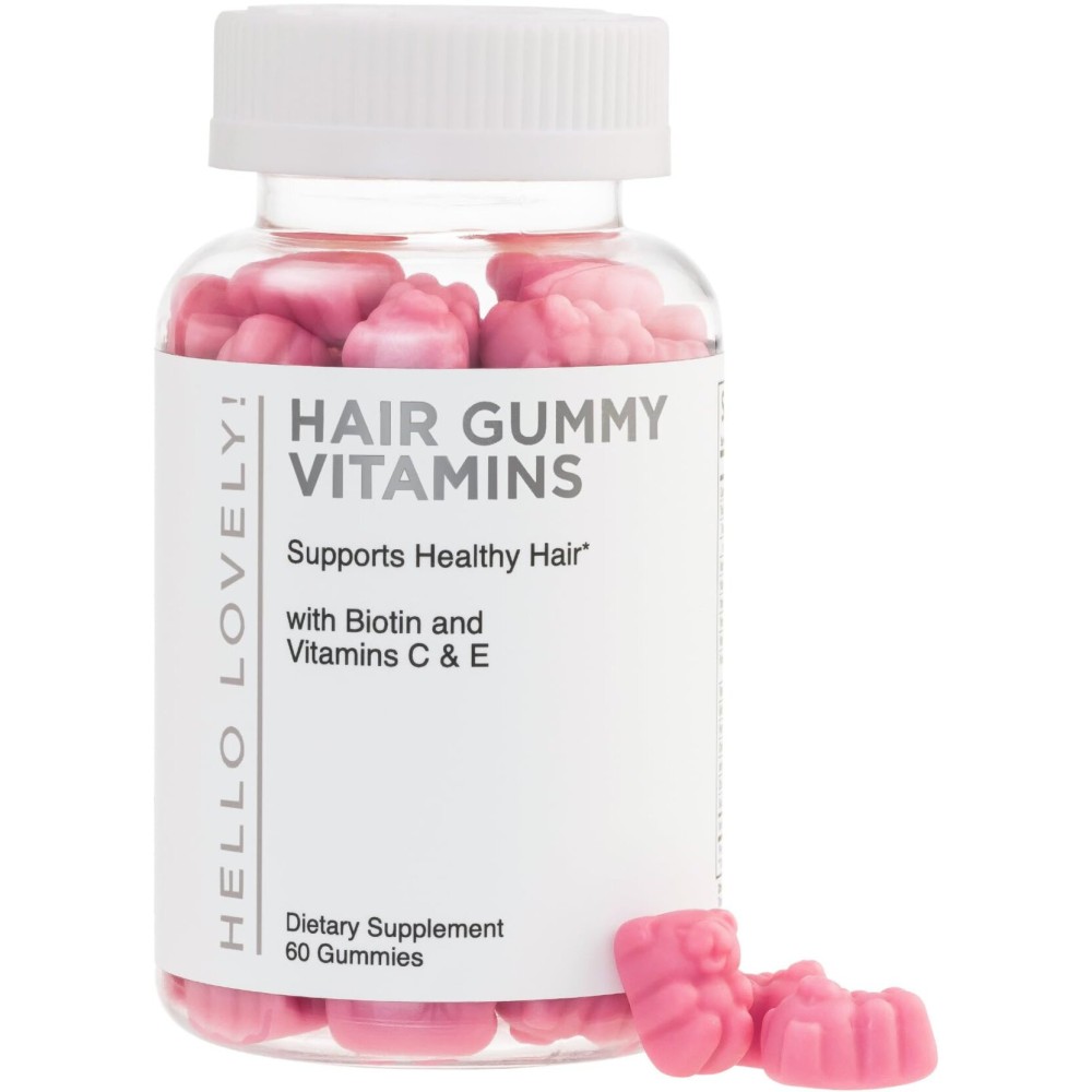Hair Vitamins Gummies - Biotin 5000 mcg with Vitamin E, C & Zinc, Hair Growth Vitamins for Women & Men - Stronger, Beautiful Hair, Skin & Nails Supplement, Non-GMO & Gluten-Free - 60 Gummy Bears