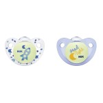 NUK Cute-as-a-Button Glow-in-The-Dark Orthodontic Pacifiers, Boy, 0-6 Months, 2-Pack