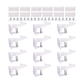 Cabinet Locks Child Safety Latches - OKEFAN 12 Pack Baby Proofing Cabinets Drawer Lock Adhesive Latch for Kids Proof Drawers No Drilling Tools Needed (White)