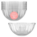 Prestee 12 Pack Clear Plastic Serving Bowls - 53 Oz Round Reusable and Disposable Bowls for Parties and Events - Sturdy and Durable Plastic Bowl for Serving Food, Salads, Snacks, Chips, and Candies