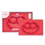 ezpz Happy Mat (Coral) - 24 Months+ - 100% Silicone Suction Placemat + Divided Plate with Three Compartments - Toddler + Preschool Essentials