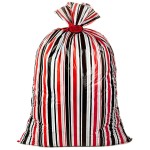 Hallmark 56 Oversized All-Occasion Plastic Gift Bag (Red, Silver and Black Stripes, For You) for Christmas, Valentines Day, Birthdays, Father\'s Day, Baby Showers and Graduations