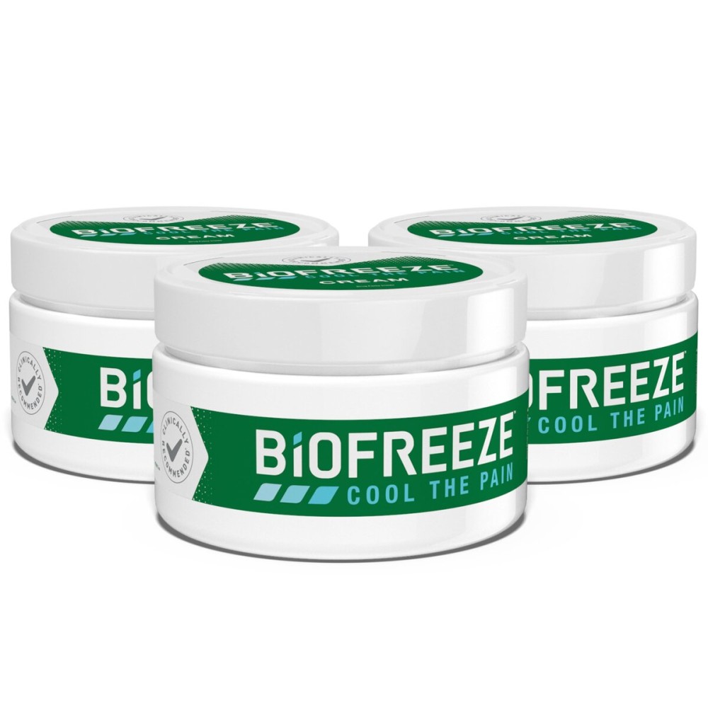 Biofreeze Cream Menthol 3 OZ Jar (Pack Of 3) Associated With Sore Muscles, Arthritis, Simple Backaches, And Joint Pain (Packaging May Vary)