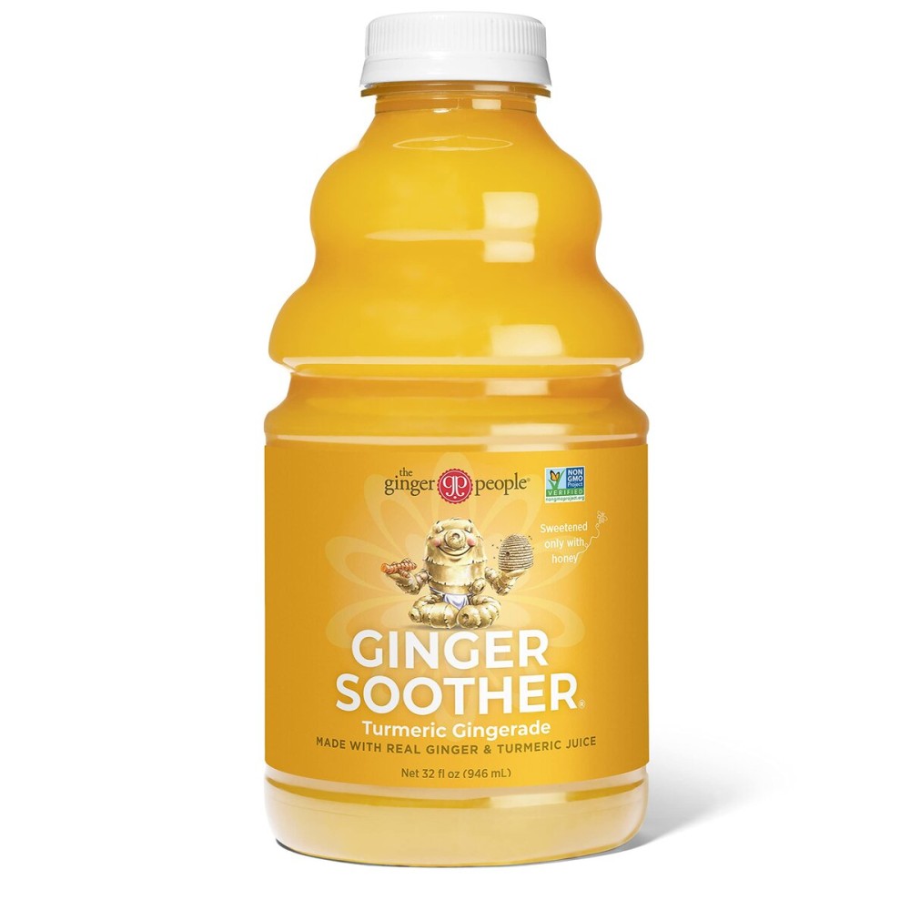 The Ginger People -Ginger Soother Turmeric Gingerade - Soothing Comfort, Real Turmeric and Ginger Juice, Sweetened only with Honey, Simple Ingredients, Enjoy Hot or Cold - 32 Oz (Pack of 1)