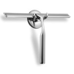 Ettori Shower Squeegee Clear Glass Wall Cleaner Stainless Steel with Suction Storage Hook -10\'\', Chrome