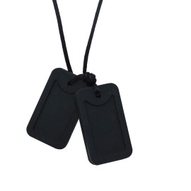 Sensory Chew Necklace for Kids and Adults, Silicone Dog Tag Pendant Chewy for Autism ADHD SPD PICA and Oral Motor Chewing Needs, Fidget Chewable Necklaces (Black)