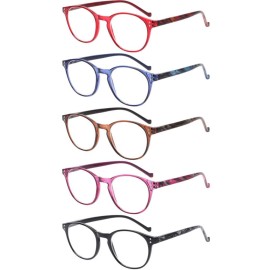 NORPERWIS 5 Pairs Reading Glasses - Standard Fit Spring Hinge Readers Glasses for Men and Women (Black Purple Red Blue Brown, 2.25)