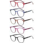 NORPERWIS 5 Pairs Reading Glasses - Standard Fit Spring Hinge Readers Glasses for Men and Women (Black Purple Red Blue Brown, 6.00)