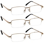 TruVision Readers 3 Pk - Gold Metal Frames and Clear Acrylic Lenses 1.00