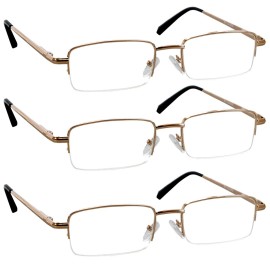 TruVision Readers 3 Pk - Gold Metal Frames and Clear Acrylic Lenses 1.00