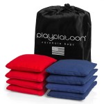 Play Platoon Weather Resistant Cornhole Bags - Set of 8 Regulation Corn Hole - Red & Navy Blue - Durable Duck Cloth Corn Hole for Tossing Game, Includes Tote Bag