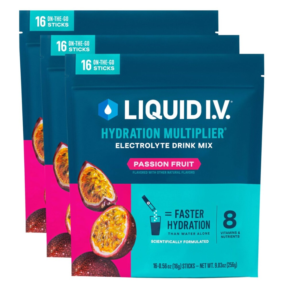 Liquid I.V. Hydration Multiplier - Passion Fruit | Electrolyte Powder Drink Mix | 3 Pack (48 Servings)