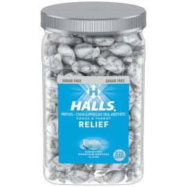 Halls Relief Mountain Menthol Sugar Free Cough Drops, Bulk Cough Drops, 225 Drops