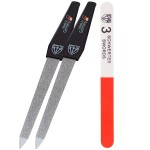 3 Swords Germany - Sapphire Metal Nail File Set 2 Pieces with 1 Piece 3-Way Nail Buffer - Nail Care Made in SOLINGEN/Germany