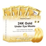 Permotary 30 Pairs 24K Gold Gel Crystal Collagen Under Eye Patches, Eye Mask for Moisturizing Skin, Lighten Dark Circles, Reduce Wrinkles & Puffiness - Easy To Use Eye Patches for Firmness