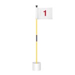 KINGTOP Miniature Golf Flagstick, Practice Putting Green Flags for Yard, Golf Pin Flag Hole Cup Set, Portable 2-Section Design, 3ft Flagpole, White Flag Numbered 1, Indoor | Outdoor