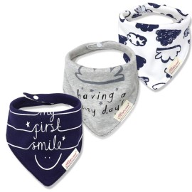 JN&LULU 3 Pack Newborn Baby Bibs Bandana Drool Bibs for Drooling Cotton Baby Gifts (smile)