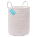OrganiHaus Large Off-White Woven Laundry Basket w/Handles 52L, Rope Dirty Clothes Hamper, Blanket Basket for Living Room, Baby Laundry Hamper for Nursery, Soft & Durable Decorative Organizer Bin