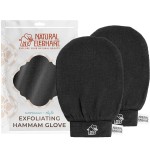 Natural Elephant Exfoliating Hammam Glove | Authentic Moroccan Kessa Body Scrub Mitt for Spa-Quality Skin Renewal | Pure Black 2 Pack