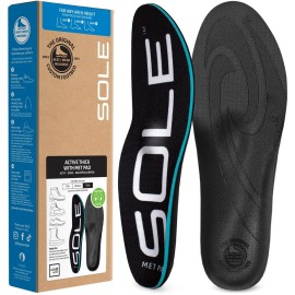 SOLE Active Thick + Met Pad Insoles - Custom Moldable Orthotic Support for Any Arch Type, Plantar Fasciitis Relief - Mens Size 5/Womens Size 7, 1 Pair