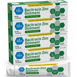 MED PRIDE Bacitracin Zinc Ointment, 4 Pack of 1 oz Tubes - Bulk First Aid Antibiotic Ointment for Cuts, Scrapes, Minor Burns & Wounds - Infection Prevention & Skin Healing Protection