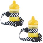 PBnJ Baby SippyPal Sippy Cup Holder Strap Leash Tether (Blk/White Dot 2-Pack)