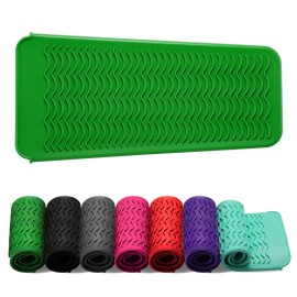 ZAXOP Resistant Silicone Mat Pouch for Flat Iron, Curling Iron,Hot Hair Tools (Green)