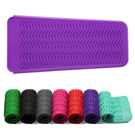ZAXOP Resistant Silicone Mat Pouch for Flat Iron, Curling Iron,Hot Hair Tools (Purple)