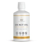 VTC VitaTradingCo. 100% Pure C8 MCT Oil | 3X Distilled Caprylic Acid | Healthy Fat for Clean Energy | Sustainably Sourced | Non-GMO, Paleo, Keto | 32oz, 64 Servings (Unflavored)