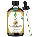 SVA Pumpkin Seed Oil Organic - 4 Fl Oz - 100% Natural Cold Pressed Organic Pumpkin oil - for Face, Skin Care, Hair Care, Scalp Massage & Body Massage - Carrier Oil with Dropper