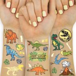 xo, Fetti Dinosaur Temporary Tattoos - Gold Foil, 44 pcs | Kids Jurassic Birthday Party Supplies, Dino Party Favor, T-Rex Fossil Decorations