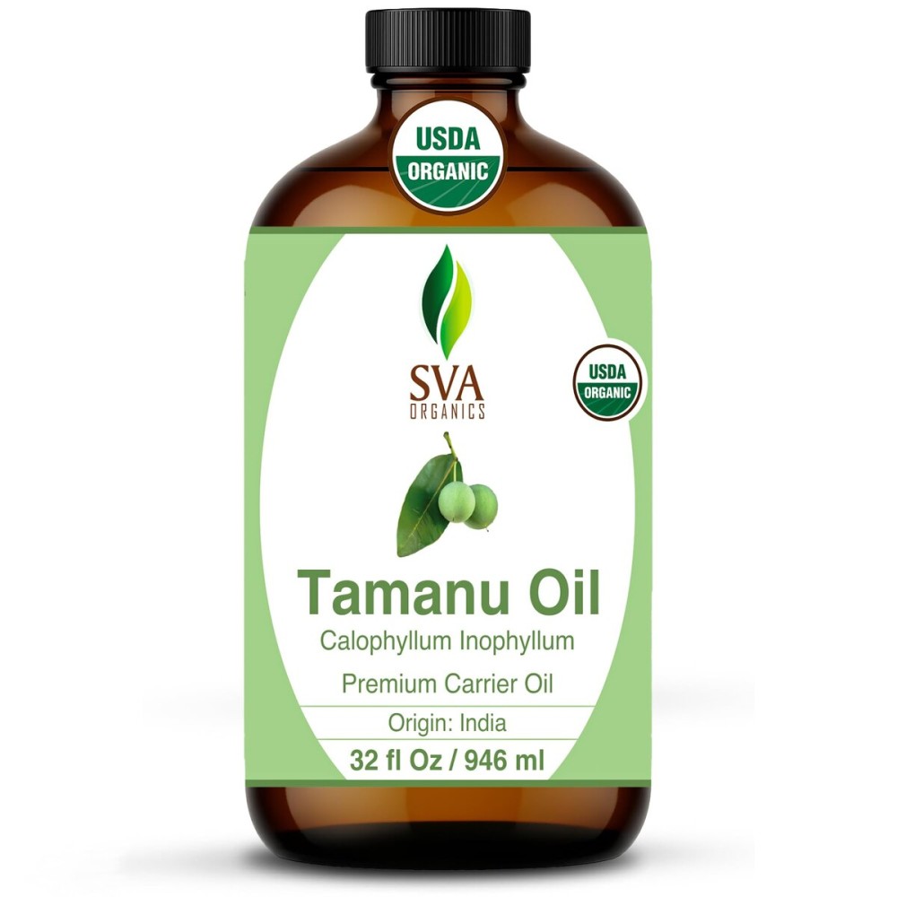 SVA Tamanu Seed Oil Organic - 32 Fl Oz - 100% Natural Cold Pressed Tamanu Oil - for Face, Skin Care, Hair Care, Scalp Massage & Body Massage - Carrier Oil