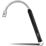 SUPRUS Electric Candle Lighter USB Type C Rechargeable Lighter Steel Shell & Hanging Hook with 360 Flexible Neck (Black)