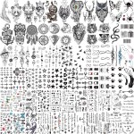 COKTAK 66 Sheets Small Black Animals Temporary Tattoos For Women Men Kids Finger Arm, Tiny Space Moon Halloween Tattoo Stickers Adults Teens Girls Boys Hands, Fake Tattoos That Look Real And Last Long