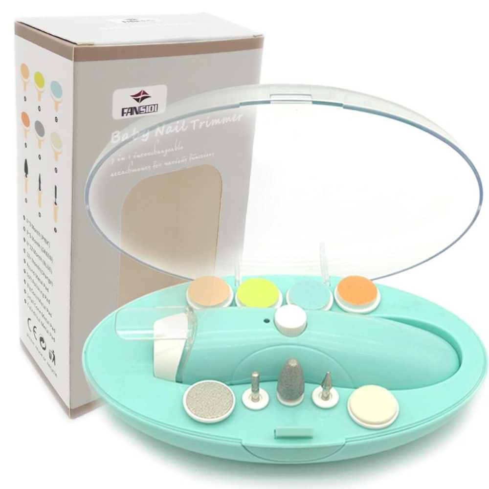 Fansidi Rechargeable Baby Nail Trimmer with 8100RPM Motor, Stepless Speed Control, Pressure-Stop Safety, Type-C Charging, Quiet Electric Nail File for Newborns, Toddlers & Adults, Calm Care Blue