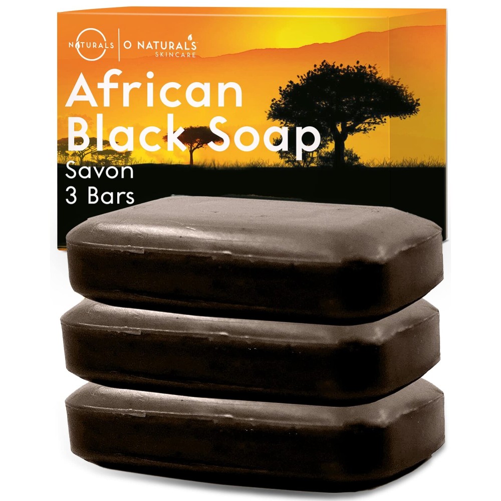 O NATURALS 3-Pack Organic Soap Bar 4oz each Set - 100% Vegan Cold Process Body Wash Scented Premium Essential Handmade Soap - Natural Soaps for Men Women, Face, Body - African Black
