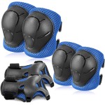 BOSONER Basic Kids Protective Gear: Kids Knee Pads and Elbow Pads with Wrist Guards Set for 3-15 Years - Design for Roller Skates, Cycling, BMX Bike, Skateboard, Inline Skating, Scooter Riding Sports