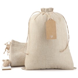 Tapleap Burlap Bags in Bulk with Drawstring - 20Pcs 10x14 Favor Sacks for Wrapping Christmas Gifts, Clothes, Breads, For Birthday, Wedding, Rodeo Themed Party, Household Use