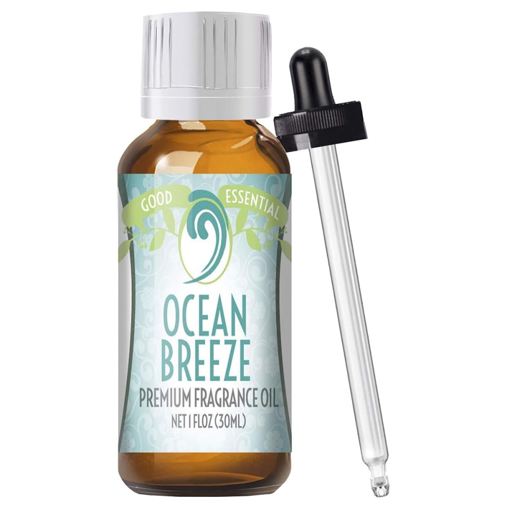 Good Essential Professional Ocean Breeze Fragrance Oil (30 ml / 1 fl oz) for Diffuser, Candles, Soaps, Perfume, Home Care - Ocean Breeze Scented Oil for Candle Making & Aromatherapy