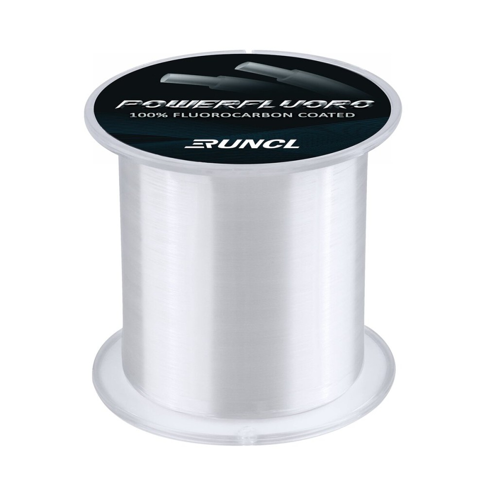 RUNCL PowerFluoro Fishing Line, 100% Fluorocarbon Coated Fishing Line, Hybrid Line - Virtually Invisible, Faster Sinking, Low Stretch, Extra Sensitivity, Abrasion Resistance (300Yds, 10LB(4.6kgs))