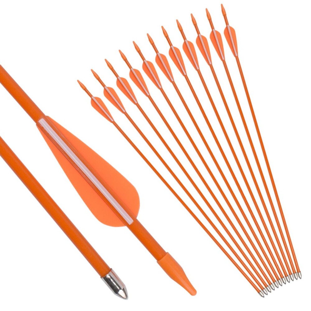 NIKA ARCHERY Fiberglass Arrows Youth Kids Practise Recurve Bows Compound Bow Shooting 12 pcs 28 inch Shafts