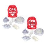 Ever Ready First Aid Adult and Infant CPR Mask Combo Kit with 2 Valves with Pair of Vinyl Gloves & 2 Alcohol Prep Pads - Red (2)