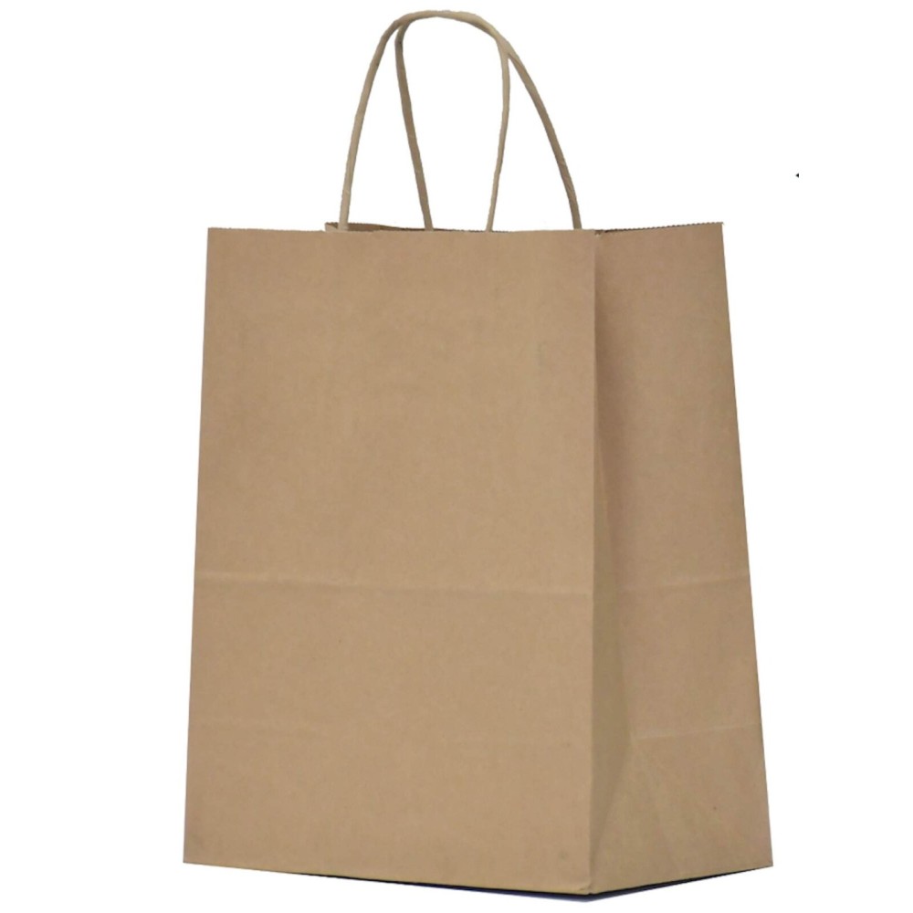 Qutuus Kraft Paper Gift Bags with Handles 8x4.5x10 25Pcs Brown Gift Bags Bulk Medium Size Small Business Bags, Party Bags, Retail Kraft Shopping Bags