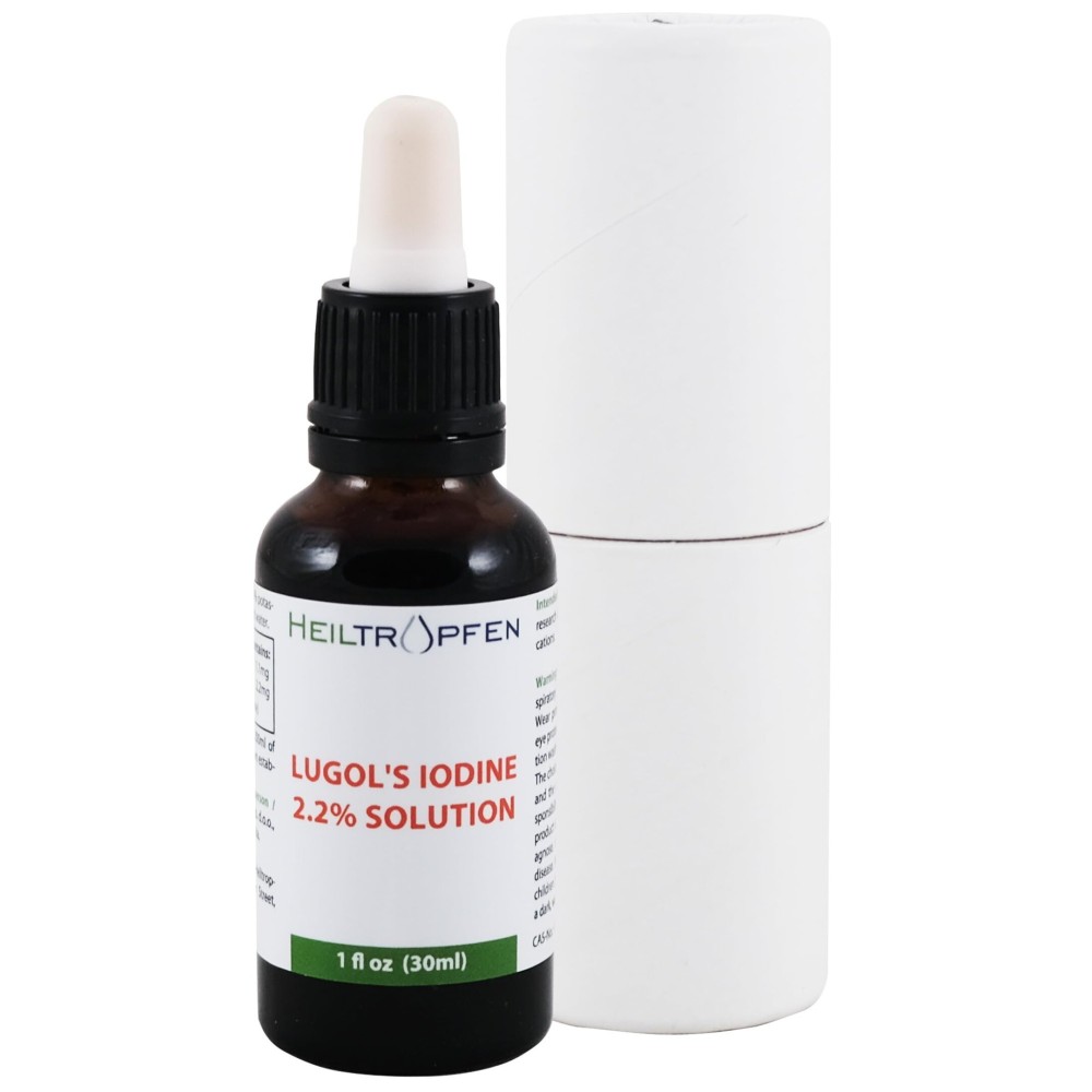 2.2% Lugol\'s Iodine Solution 1 Fl Oz - 30 ml | Pharmaceutical Grade Ingredients | Third-Party Tested | Lugols Solution Made with Iodine and Potassium Iodide | Heiltropfen