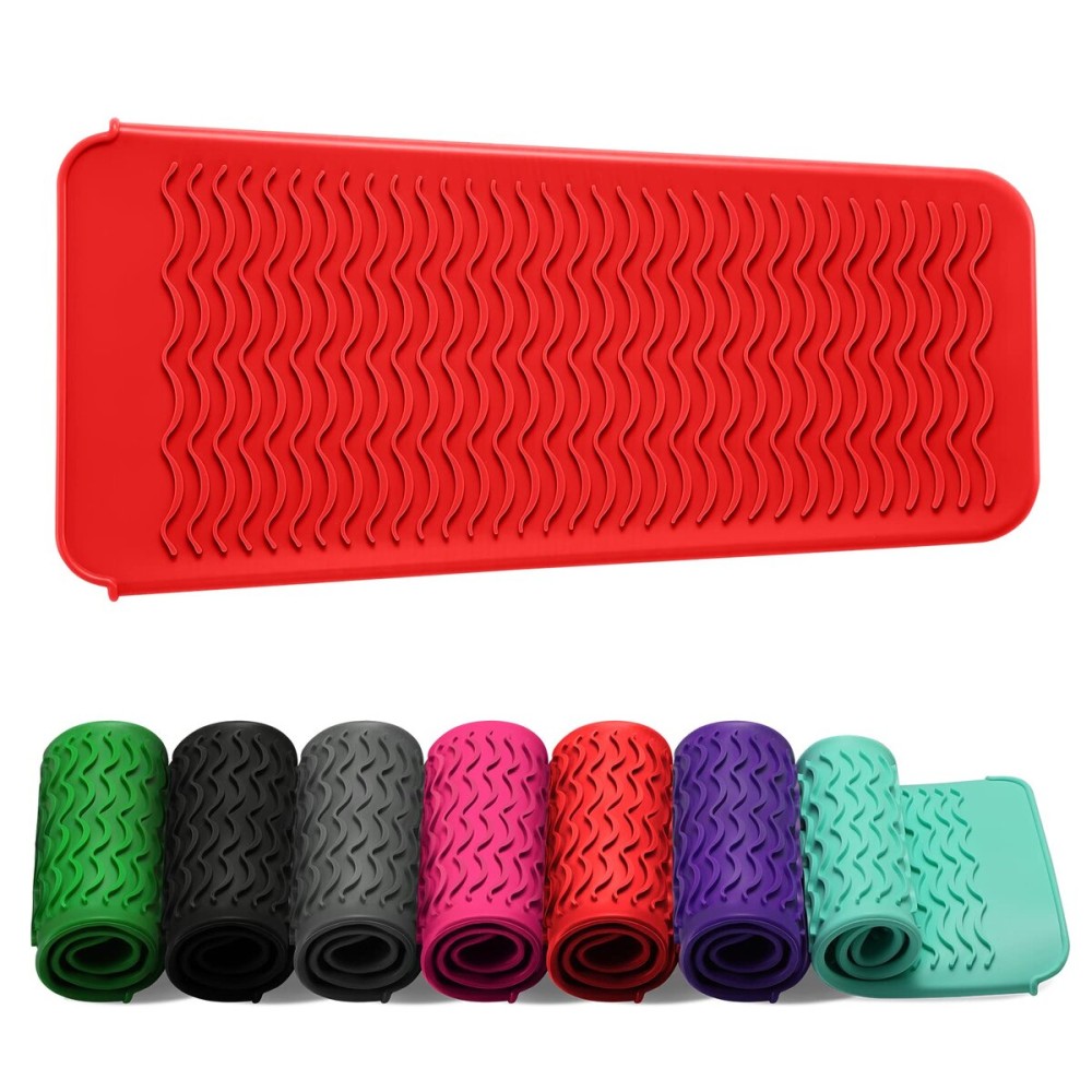 ZAXOP Resistant Silicone Mat Pouch for Flat Iron, Curling Iron,Hot Hair Tools (Red)
